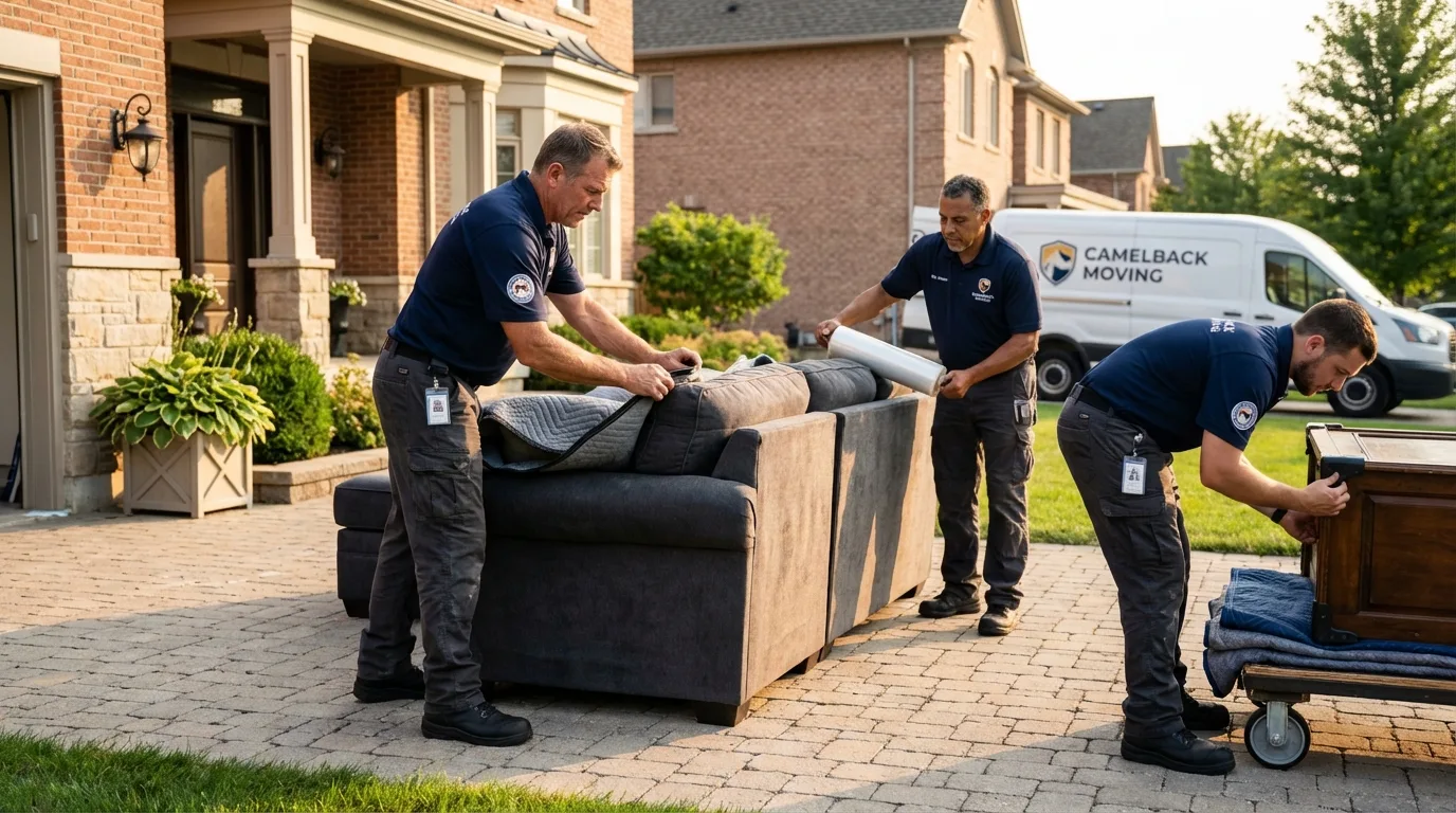 Large estate moving crew wrapping furniture in Lasara, TX
